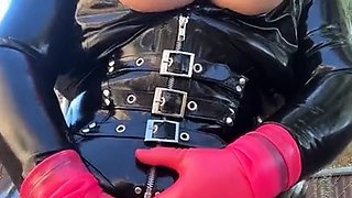 Outdoor solo scene with Ivana masturbating pussy