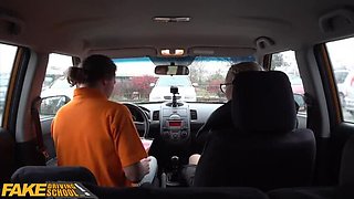 Blonde Amaris Gets Fucked in Fake Driving School with Big Natural Tits