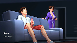 Landlady Catches Student Jerking Off, Then Rubs His Huge Cock - summertime saga gameplay part 1