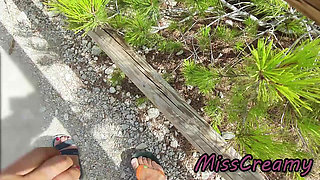 French Milf Blowjob Amateur on Nude Beach public in Greece to stranger with Cumshot - MissCreamy