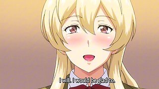 Innocent anime lady lets her lover in for the first time