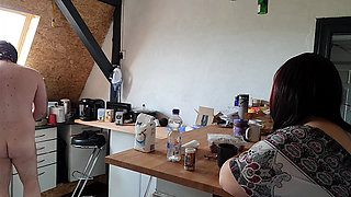 Cleaning the Kitchen with Fixed Eggs Housework with a Difference