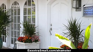 Exxtrasmall - Tiny Teen Alina West sucks huge boner to pay debt