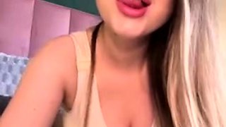 Blonde tight pussy babe solo toy fun in glamour masturbation