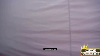 Outdoor amateur IR pantyhose slut fucked in 3some