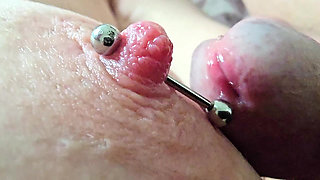 Cock Sounding by My Long Nipple Piercing This Was My First Inserting Dick
