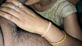 Desi Golden Blouse Bhabhi Sucking A big Dick Get Naked and Cumshot in mouth