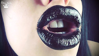 Kisses from black shiny lips ASMR JOI