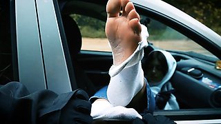 Foot fetish rimming for blonde outdoors