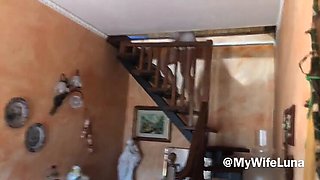 My Wife Luna Gives Blowjob POV - Amateur Italian Housewife Sucks Big Cock