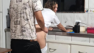 The Maid Got Fucked in the Ass in the Kitchen While Washing the Dishes