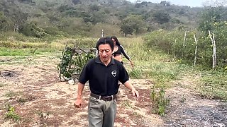 Old taxi driver fucks busty stepmother MILF outdoors