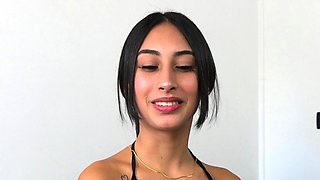 This skinny LATINA TEEN begged for cock
