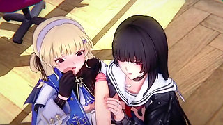 Wuthering Waves- Chisa X Phoebe FFM Rough Sex BDSM - 3D Hentai Animations