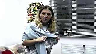 Naughty Maid Babe Stretched by Fingers and Banana Insertion