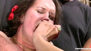 Public humiliating gangbang with anal DP for a skinny slutty Princess Donna