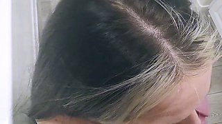 Cute housewife getting cum on her tits