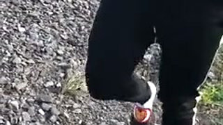 Extreme. Jerking off His Big Dick at the Train Station