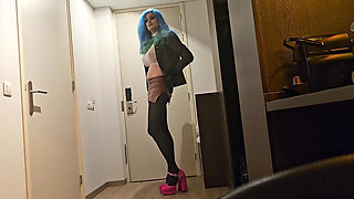 Green haired look showing off