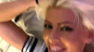 Big Boobed Blonde Masturbates With A Dildo In The Bathroom