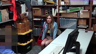 Busty blondie shoplifter gets caught and likes cfnm with