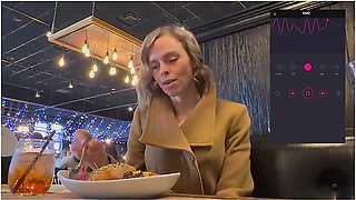 Public Fun In Changing Room And Restaurant With Remote Controlled Vibrator