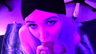Fucking on the table and swallowing cum