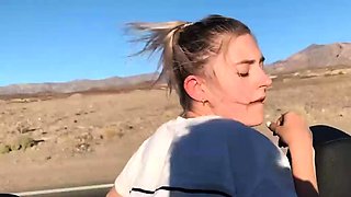 A platinum-blonde youthfull adult chick likes a public