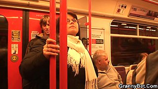 He picks up and doggy-fucks big tits mature fatty