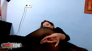 French pornstar Shannya Tweeks showing her body in a nice pantyhose bodysuit - MMM100