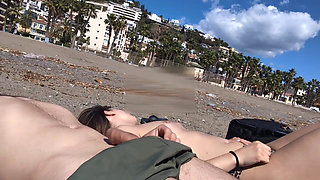 Dick Flashing Next to a Topless Girl She Looks