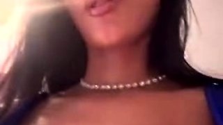 Glamour babe with big boobs masturbates in lingerie