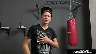 Blond Czech Twink Flexing Big Dick