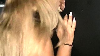 Big titted glory hole blowjob slut fucks and loves facial