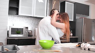 Tattooed Alice seduces her man in the kitchen