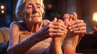 Beautiful Big Wrinkled Feet Oiled up - Oil Dripping From Toes Sensual Massage
