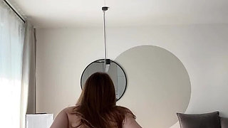 Redhead Cute Strips and Poses Naked on Kitchen Table