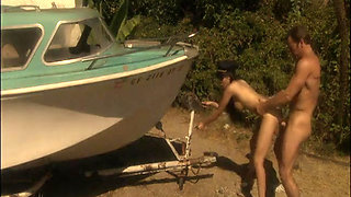 Outdoor sex with the MILF police slut and her fucker