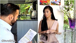 Asian Nanny Massages Bosses Cock With Her Wet Pussy - Jade Kush