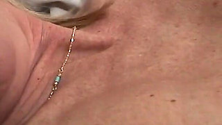 Skinny Mature Lady Helena Plays with Her Shaved Pussy in Bed.