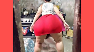 Neighbor in Tight Red Skirt