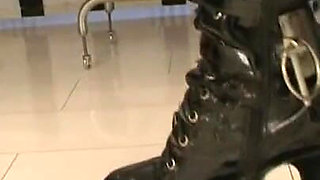 Moored, stretched and dildo in pussy