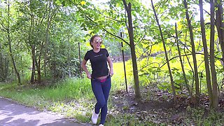Brunette solo darling masturbating at home