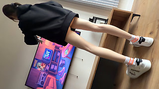 Extremely Skinny 18yo Maid Keeps Cleaning While I Fuck Her