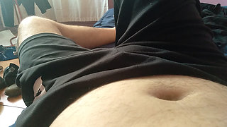 Masturbating my huge cock is a great experience