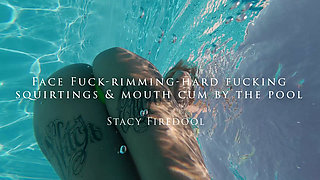 Face and Hard Fuck Rimming Squirting's by the Pool