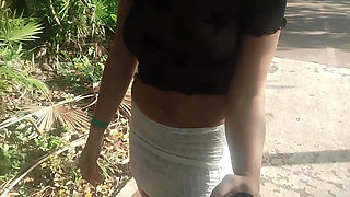Transparent Blouse I Flash My Tits and Pussy Walking Around the City
