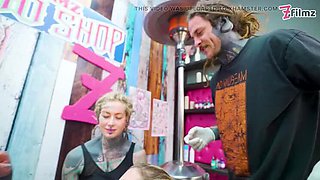 Big Dick Tattooed Foursome - Merry's Anal Adventure with Double Blowjob & Facial