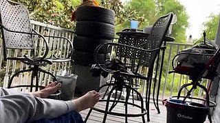 Fucking Neighbor's Girl Outside, Then Creampie Inside