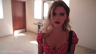 Red lipstick, hard fuck, and a lot of cum on cute ass